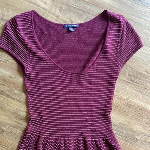 American Eagle Outfitters dress burgandy and gold small Christmas party dress